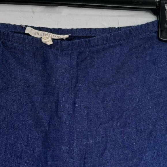 Eileen Fisher Linen Crop Side Zip Lantern Capri Pants Minimalist Wide Blue M P - Picture 6 of 14